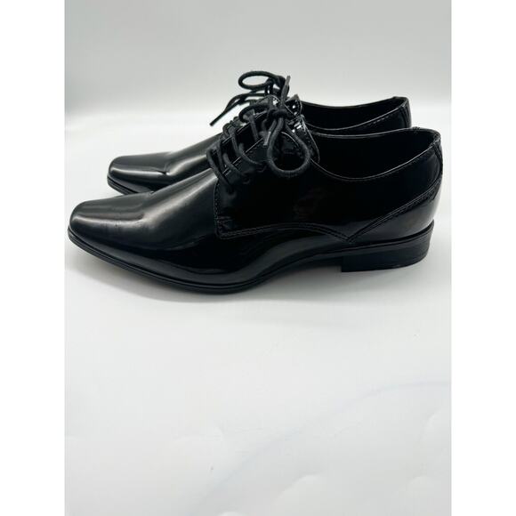 Calvin Klein Brodie Square Toe Black Patent Oxfords Dress Shoes Mens Size 8.5 - Picture 2 of 12